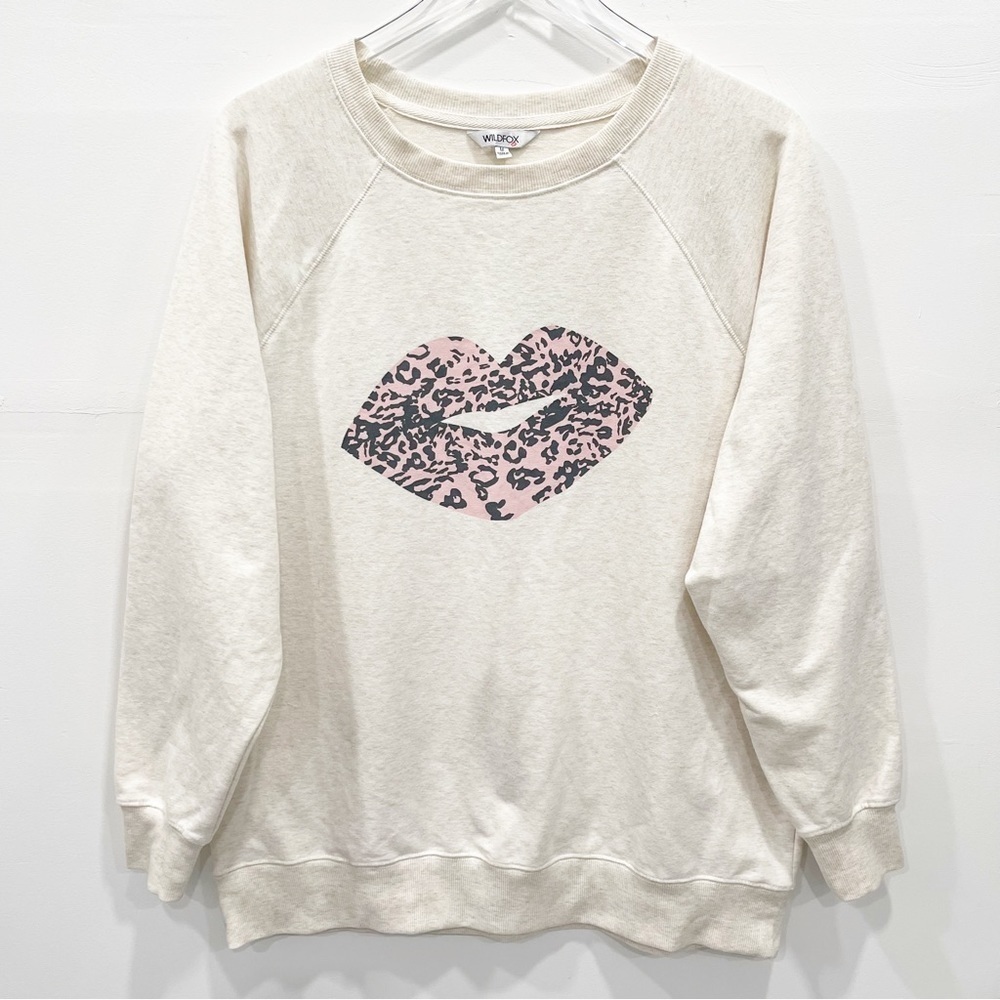 Wildfox Cheetah Lip Sweatshirt Medium Loose Fit